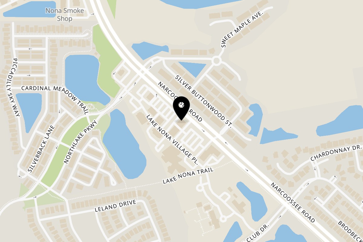 Map showing the location of Hot Taco Street Taqueria on 9680 Narcoossee Rd #103 in Orlando
